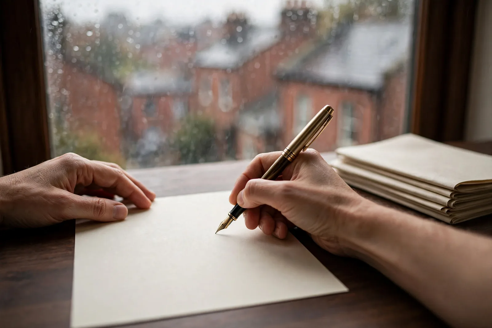Un acheteur rédige une lettre d'approche destinée à un propriétaire bailleur, étape essentielle de la détection d'un bien off-market à Lille.