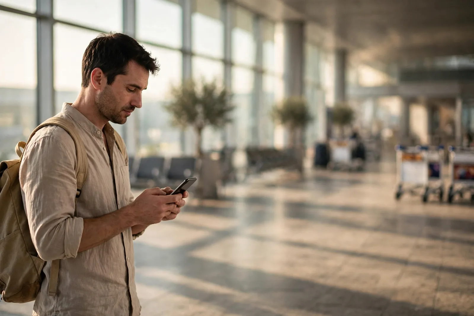 Personne qui compare son usage international avant de choisir un forfait sans engagement