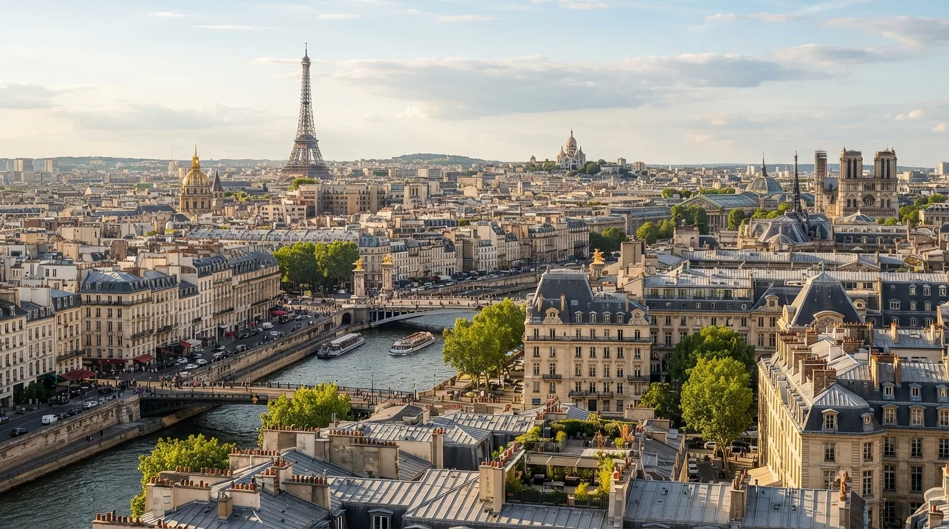 Une vue panoramique de Paris avec des immeubles de luxe en arrière-plan